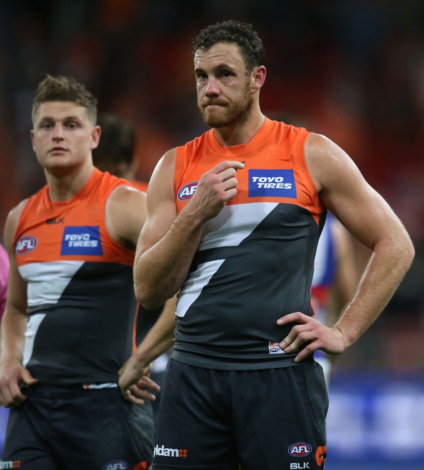 AFL 2016 First Preliminary Final - GWS Giants v Western Bulldogs Shane Mumford shows the disappointment of a missed chance - ${keywords}